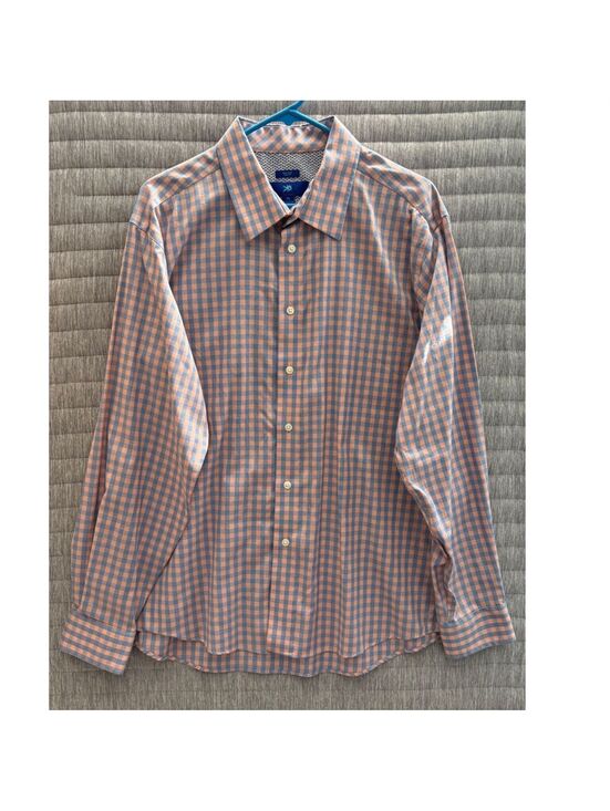 Egara Other - Egara Non-Iron Slim Fit Men's Dress Shirt Size XL Blue Pink Checkered Stretch